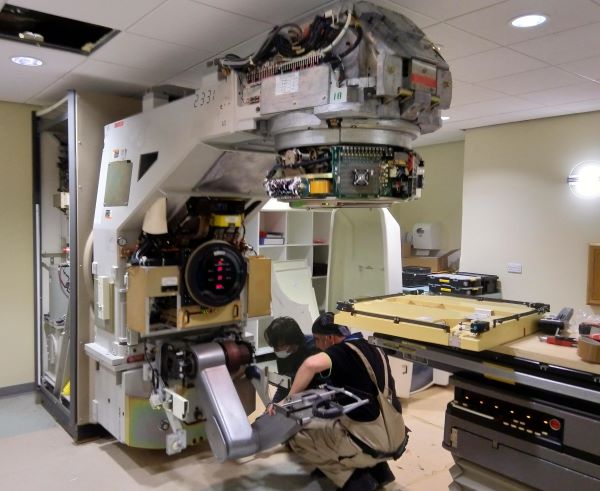 Varian 2100 linear accelerator during decommissioning